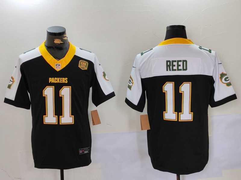 Men%27s Green Bay Packers #11 Jayden Reed Black White 2024 F.U.S.E. Home Patch 13 Time World Champions Vapor Untouchable Limited Stitched Jersey->new england patriots->NFL Jersey